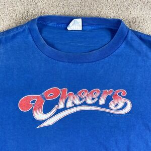 Vintage Royal First Class Cheers Graphic T-Shirt Blue XL Heavy Cotton Distressed